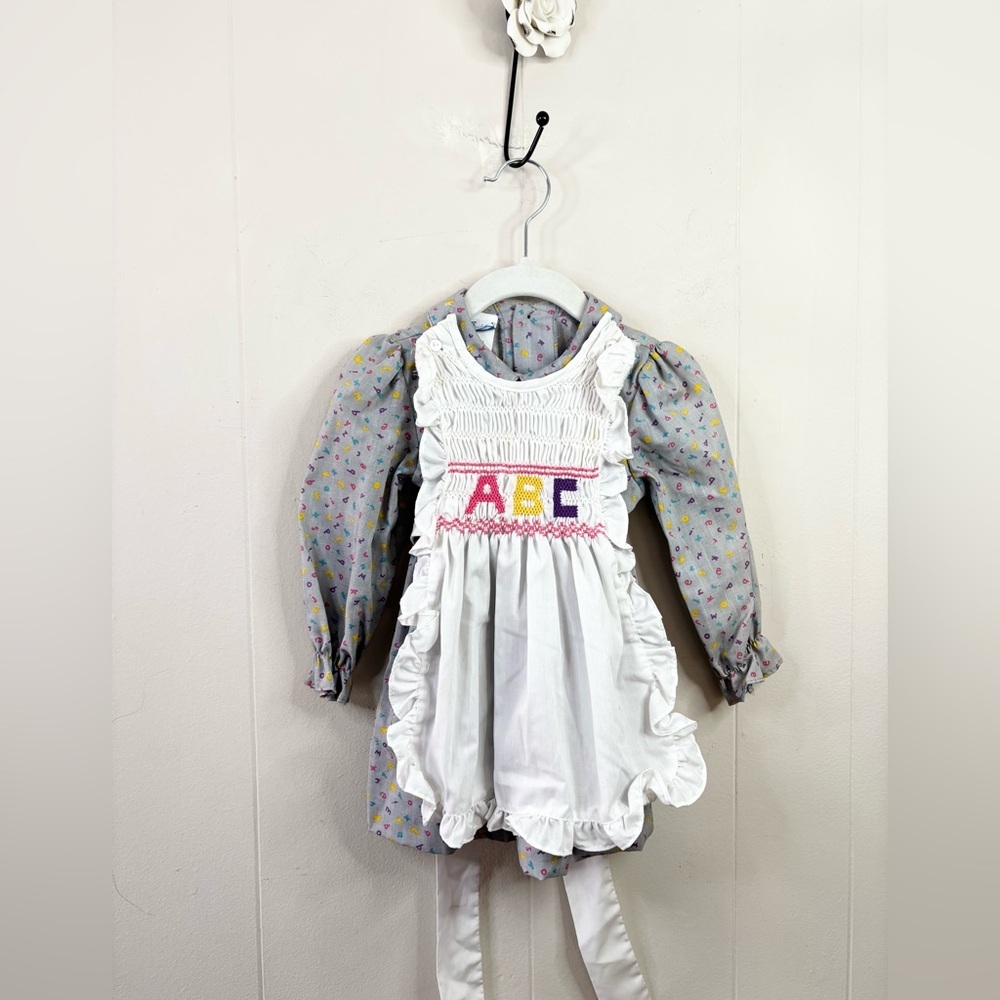 Polly Flinders vintage 50-70s ABC dress printed novelty prairie cottagecore 2T